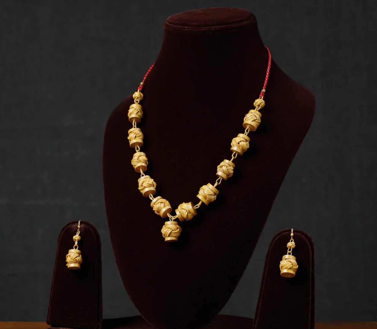 Yellow - Handcrafted Bamboo Necklace Set by Daya PatkiYellow - Handcrafted Bamboo Necklace Set by Daya Patki