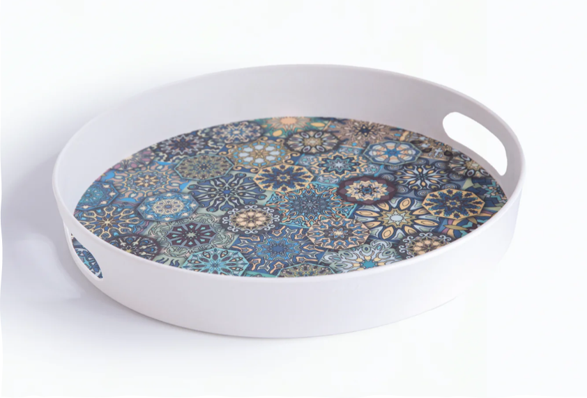 Mystic Blue Mandala Bamboo Serving Trays​ Set- 2
