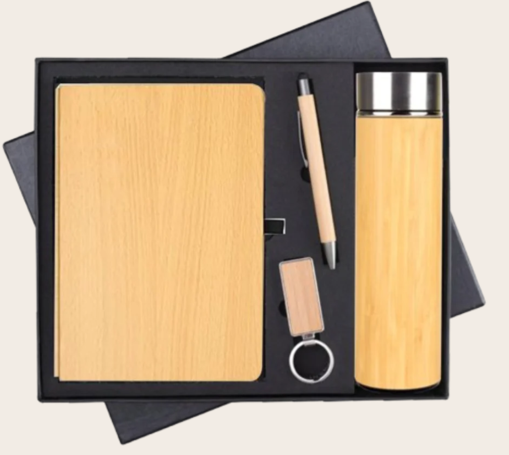 Bamboo Elegance Gift Box | Diary + Bottle + Key Chain + Pen
