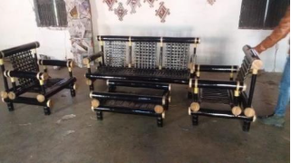 Bamboo black sofa set
